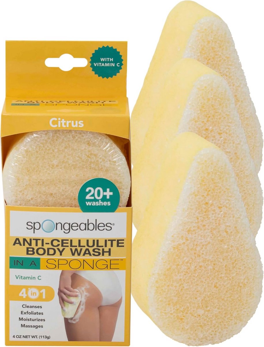 Exfoliërende bodywasspons voor cellulitis met vitamine C en citrus - 3 stuks