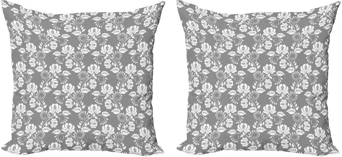ABAKUHAUS Kussenhoes 2x40 cm – Dubbelzijdig bedrukking – Grijs/Wit Grijs wit