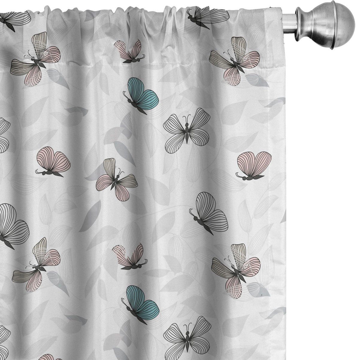 ABAKUHAUS Natur – Gordijnen 2-delige set 75x245 cm – Microvezel, halverduisterend, Wit, Poederblauw