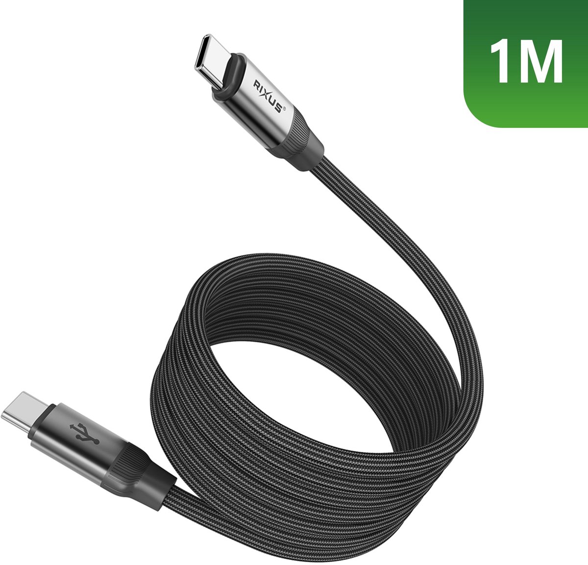 Rixus RXUC61C Magnetic Charging Cord USB-C To USB-C 1m 60W Black