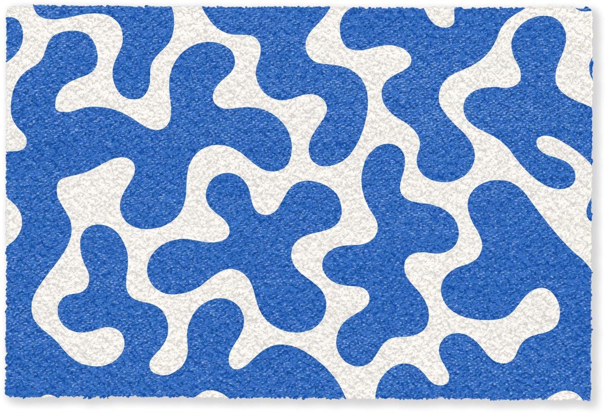 Unyqoos Stijlvolle en deurmat voor binnen en buiten met abstracte blauwe golven