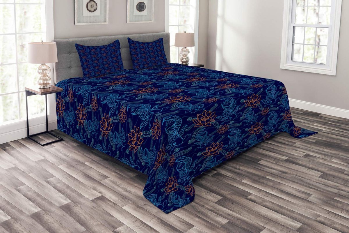 ABAKUHAUS Vis Set – sprei 264x220 cm – 2 kussenslopen 90x50 cm – koningsblauw