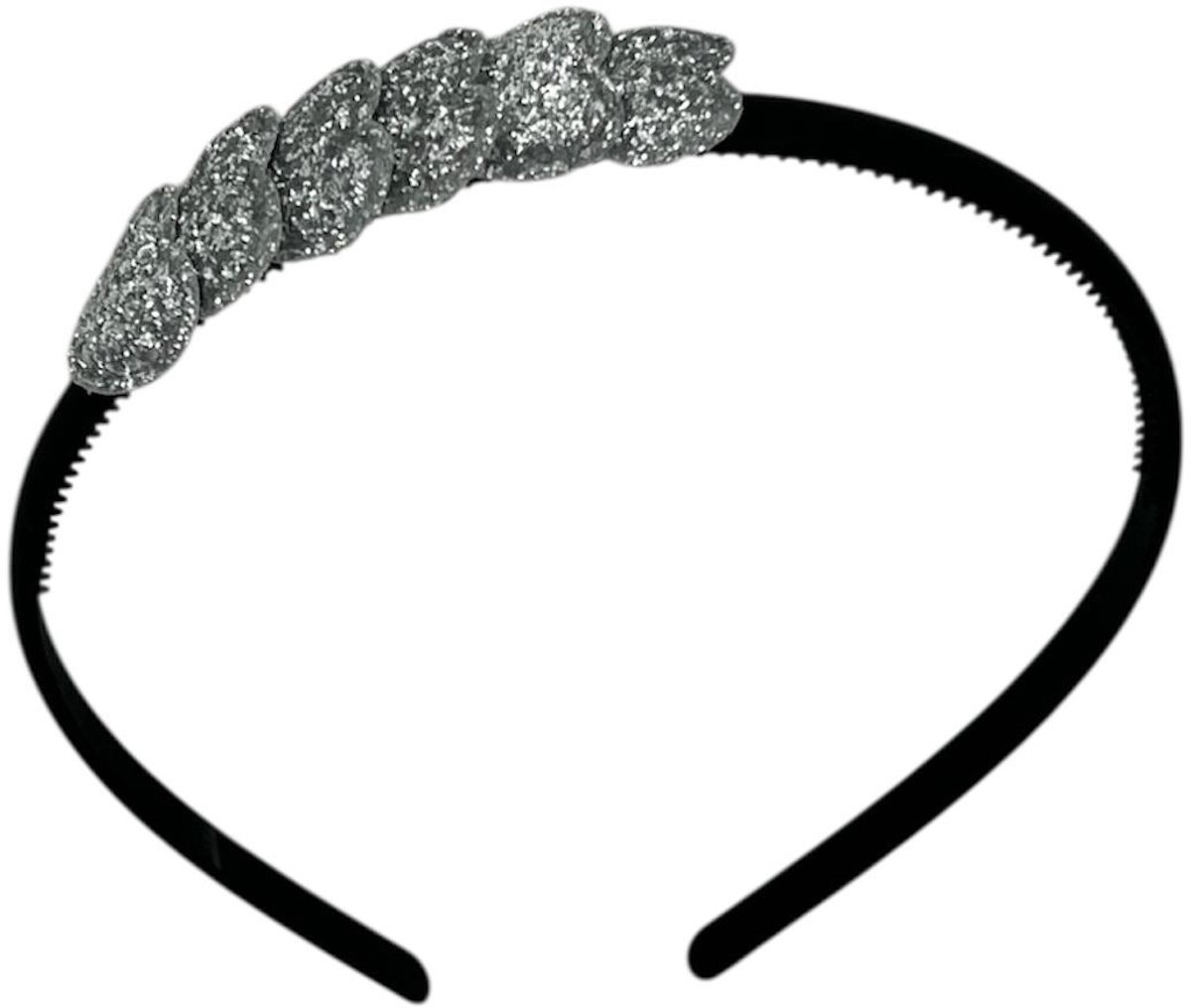Diadeem met hartjes - kerstcollectie - glitters - hart - zilver
