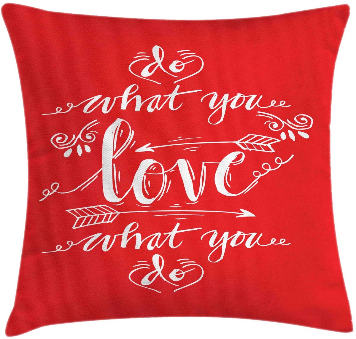 ABAKUHAUS Kussenhoes Liefde, wat je doet – Dubbelzijdig bedrukt – 40x40 cm – Vermiljoen/Wit Vermilion