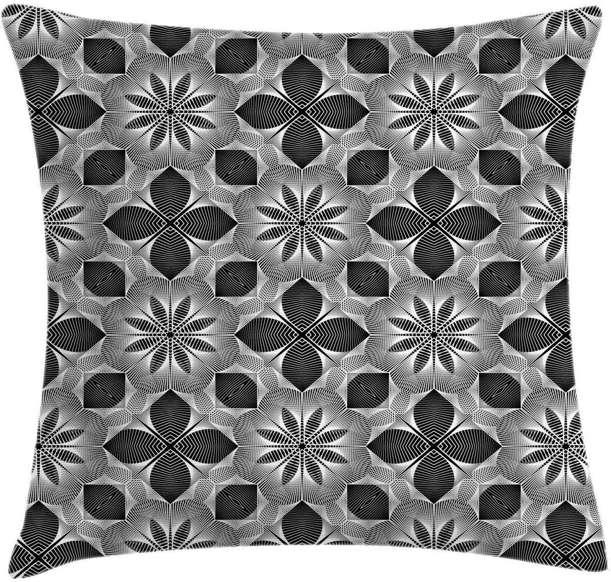 ABAKUHAUS Kussenhoes – Abstracte Bloem – 45x45 cm – Dubbelzijdig – Grijs/Wit Antracietgrijs en wit