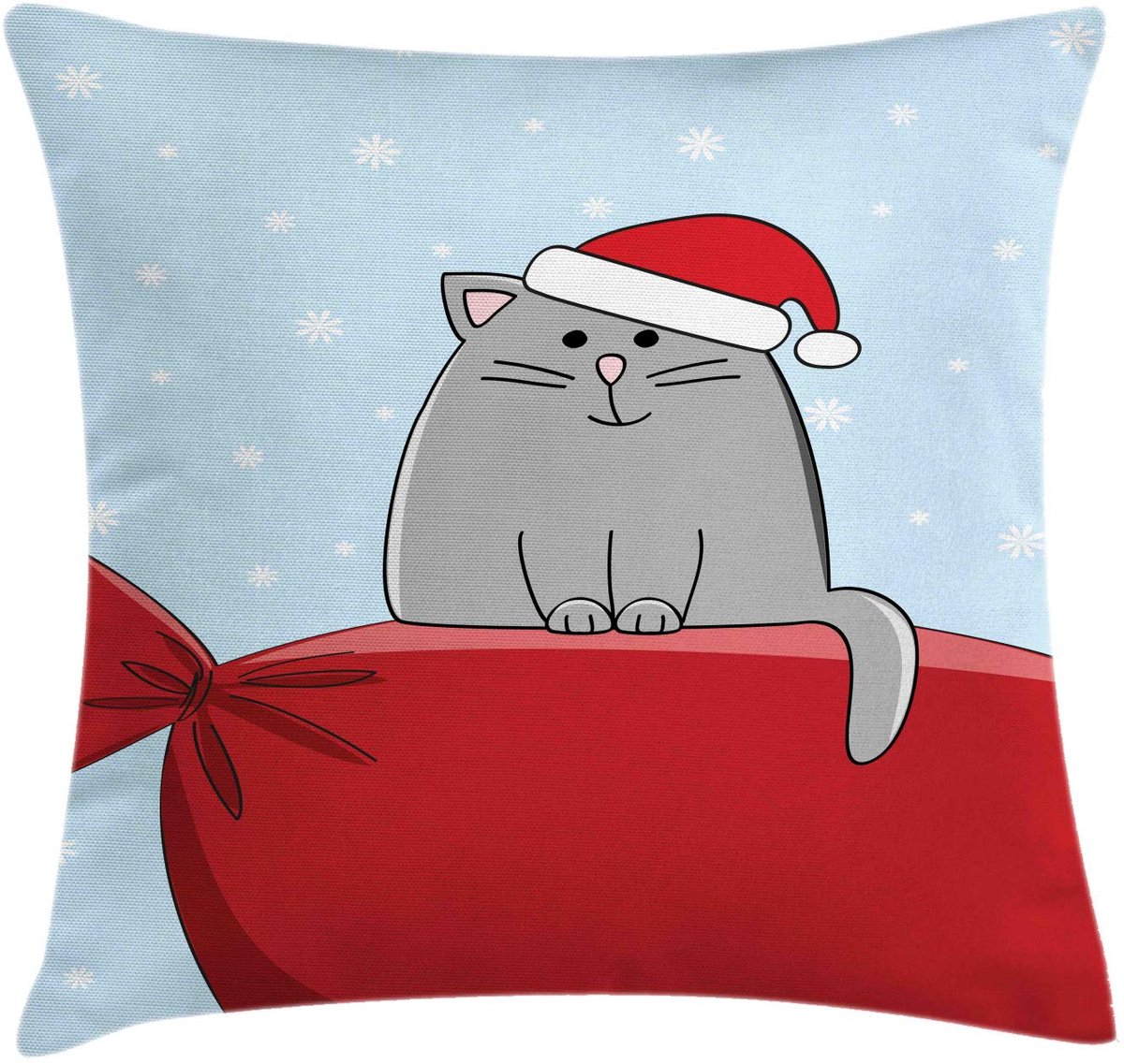 ABAKUHAUS Kerstkat Kussenhoes – Sinterklaaszak, 40x40 cm – Vermiljoen/Babyblauw Zinnoberrot