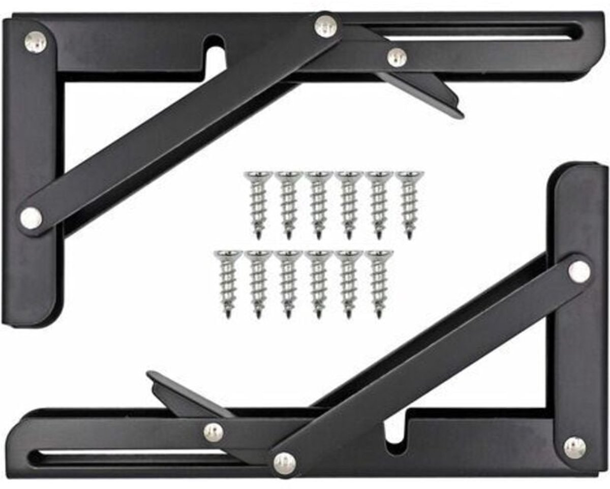 Ynkkvre - Opklapbare beugel - zware metalen planksteun - inklapbaar ontwerp voor wandplanken - staal - geschikt voor werkbanken en planken - 8 inch, duurzaam en stabiel