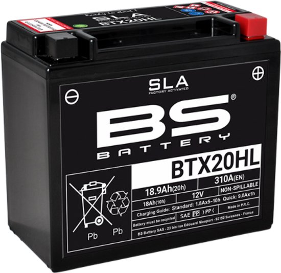 Batterie SLA BS Battery pour Moto Harley Davidson 1745 FXLR S LOW RIDER ...
