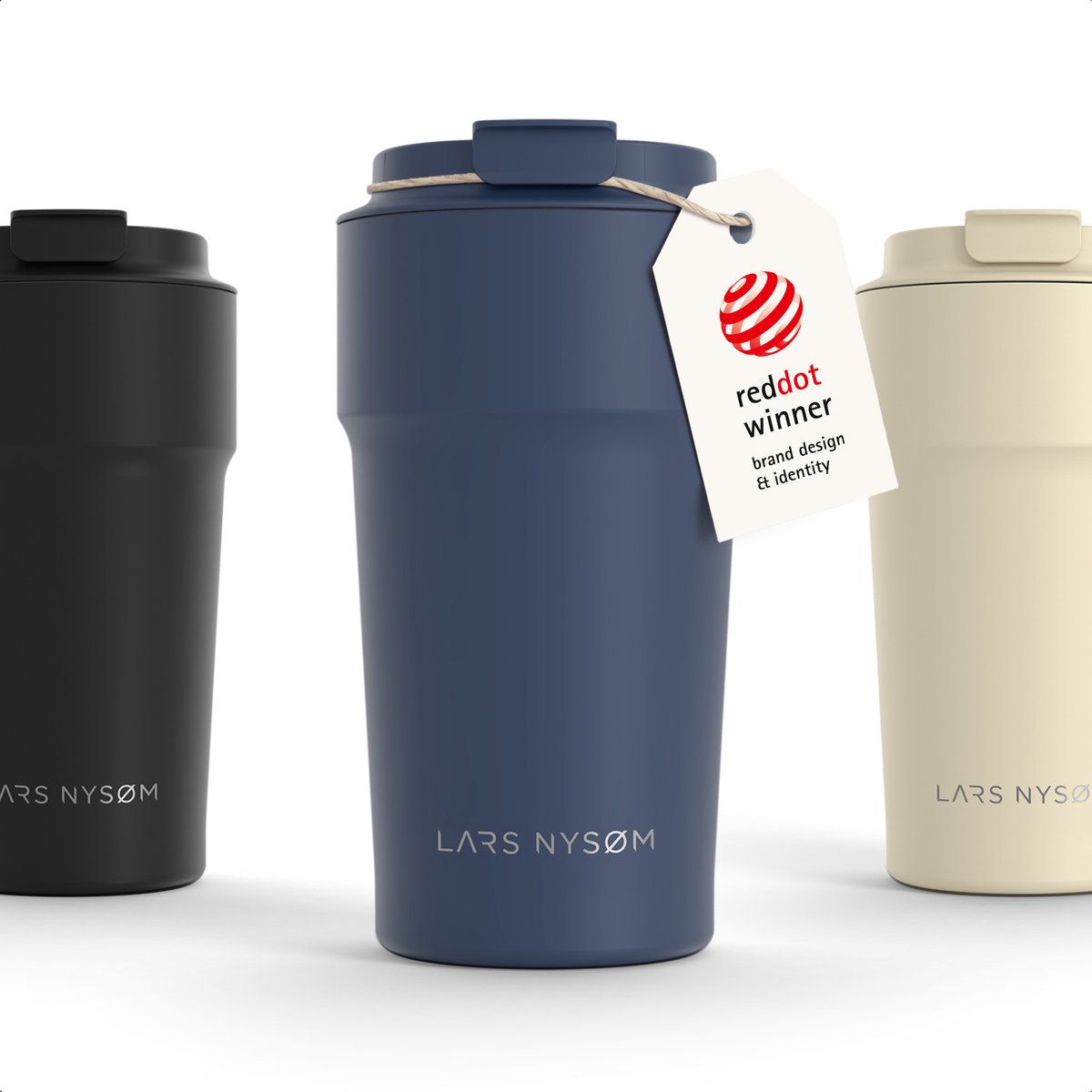 LARS NYSØM Bevægelse Thermos Coffee Mug-to-go 500ml - BPA-vrij met Isolatie - Lekvrije Roestvrijstalen Thermosbeker (Midnight Blue - Powder)
