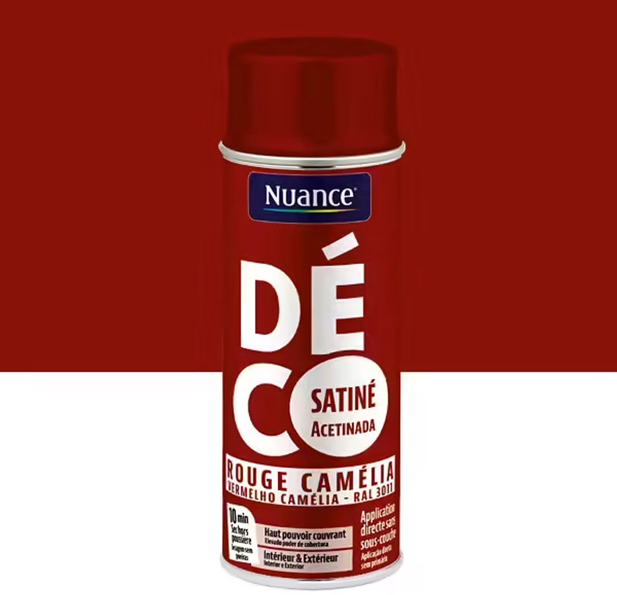 Nuance - spuitverf satijn - Rood Camelia - 400 ml - acryl spraylak