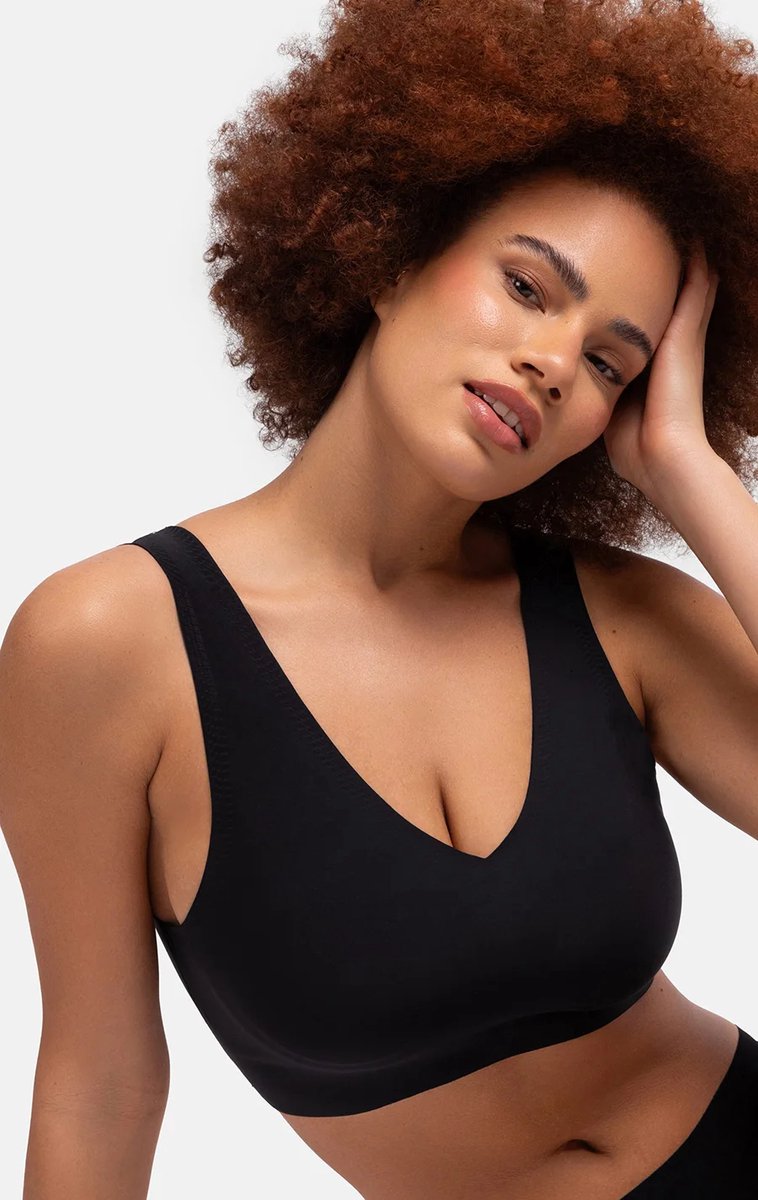 Dorina Bralette met vulling Eco - Soft BH - Naadloze BH Top - Comfortabele top - Schijnt niet door - S - Zwart