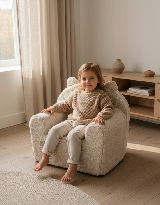 Albero Mio Teddy Boucle Vanille Kinderfauteuil - Kindersofa - Kinder Fauteuil - Kinderfauteuils - Peuterstoeltje van Albero Mio — afbeelding 2