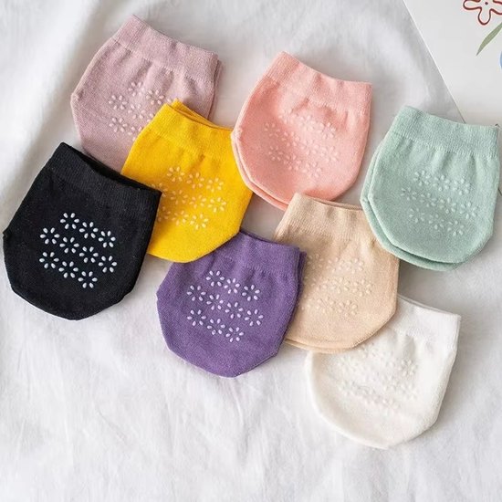 5 Paar Voorvoet Sokken voor Dames - Groen - Zomer Half Sokken in Effen Candy Kleuren, Onzichtbare Teen- en Hielbeschermers van Ademend Katoen voor Hakken en Open Schoenen van Merkloos — afbeelding 2