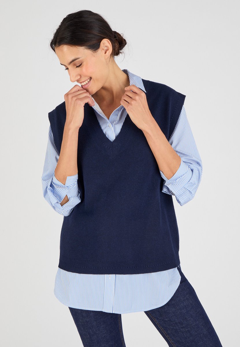 Damart - Thermolactyl mouwloze trui - Dames - Blauw - XL