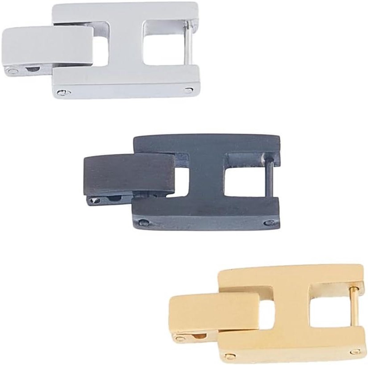 Jhubers Goods - Horlogeband Verlenging RVS - Vierkante Sluiting - Horloge Armband Extender - Geschikt voor Horloges - RVS - 3 Stuks Ontwerpen - Zilverkleurig