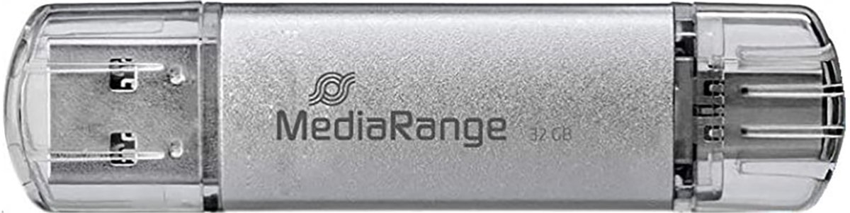 MediaRange MR936 32GB USB 3.0 (3.1 Gen 1) USB-Type-A-aansluiting USB Type-C-connector Zilver USB fla