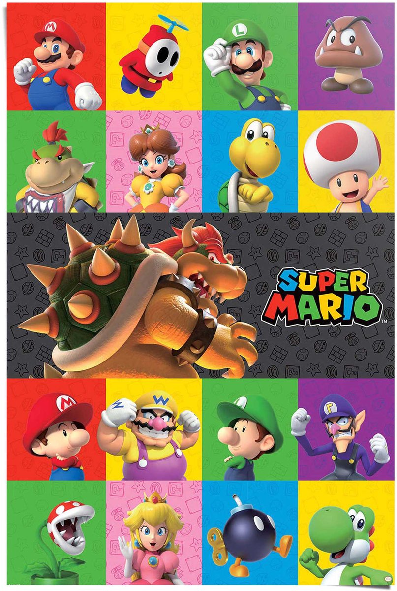 Reinders Poster Super Mario - characters - 91,5 x 61 - Papier - REINDERS Bonte kleuren
