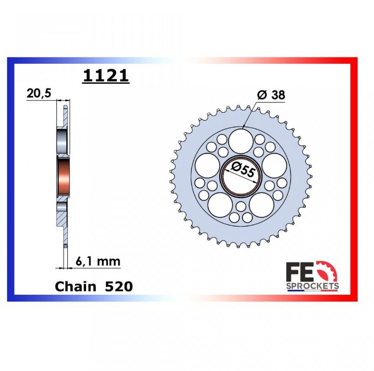 Couronne transmission FE pour moto Ducati 748 748 1995 à 1998 37 dts P 520 Neuf
