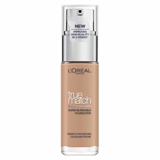 L'Oréal Paris True Match foundation in een medium bruine tint met pompdispenser.