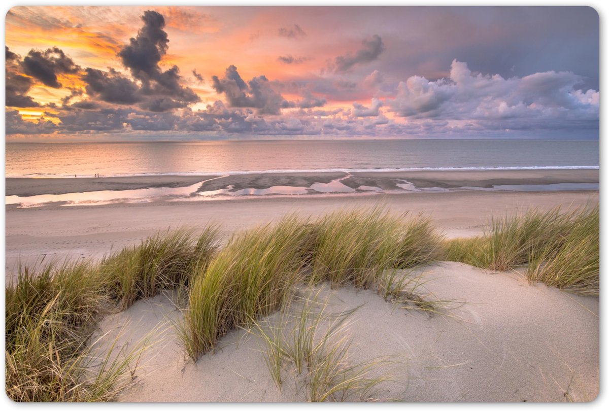 Unyqoos® Set van 6 wasbare placemats met zonsondergang en strandontwerp