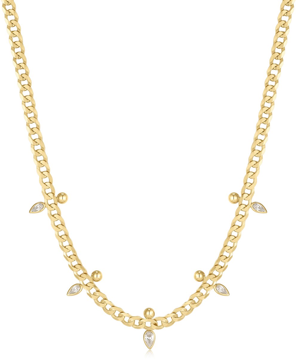 Ania Haie AH N053-07G Polished Punk Dames Ketting - Collier - Sieraad - Schakelketting - Zilver - Goudkleurig - 925 Zilver - Anker - 3 mm breed