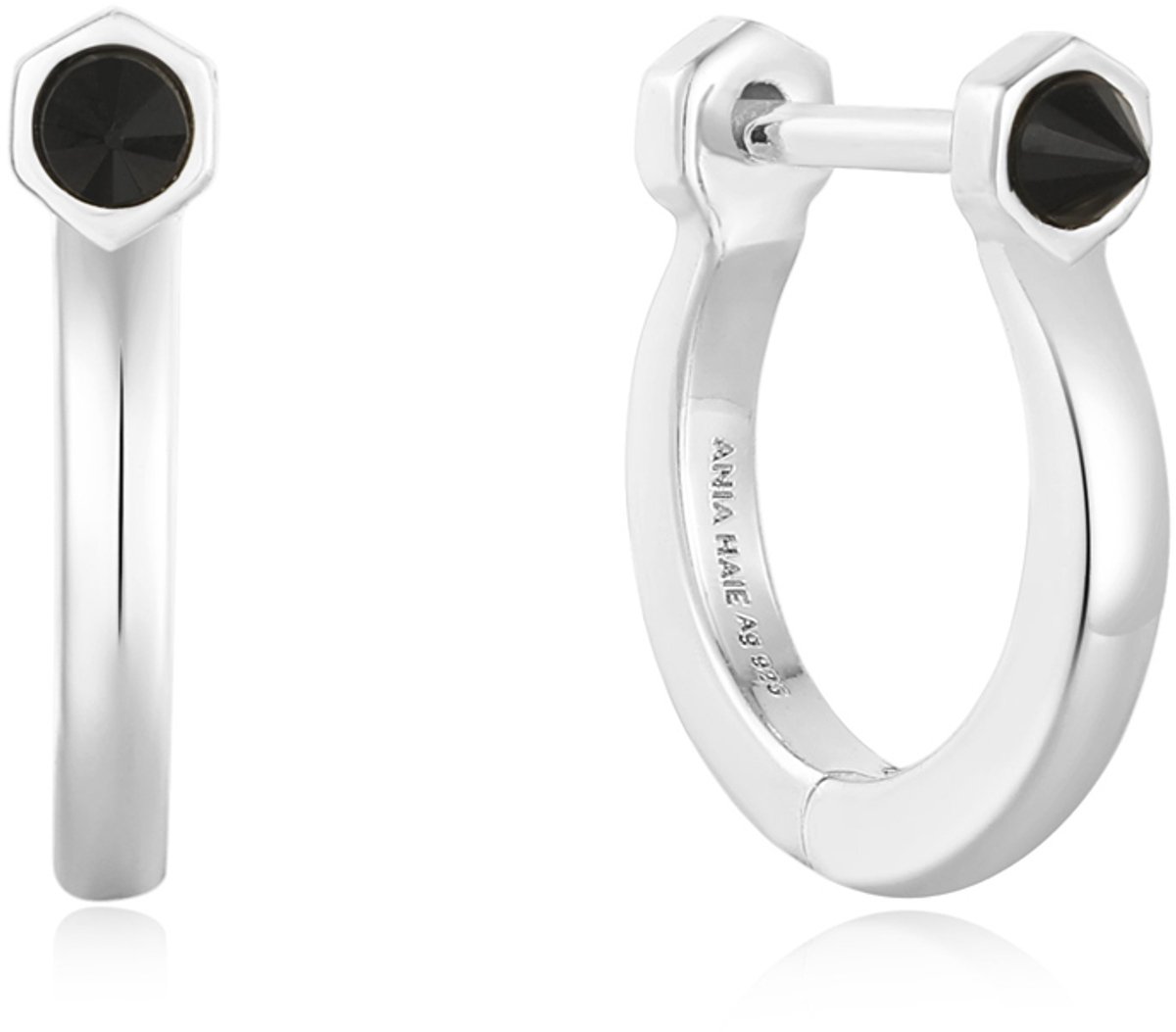 Ania Haie AH E053-04H Polished Punk Dames Oorbellen - Oorringen - Sieraad - Zilver - 925 Zilver - 2 mm breed - 8.5 mm lang