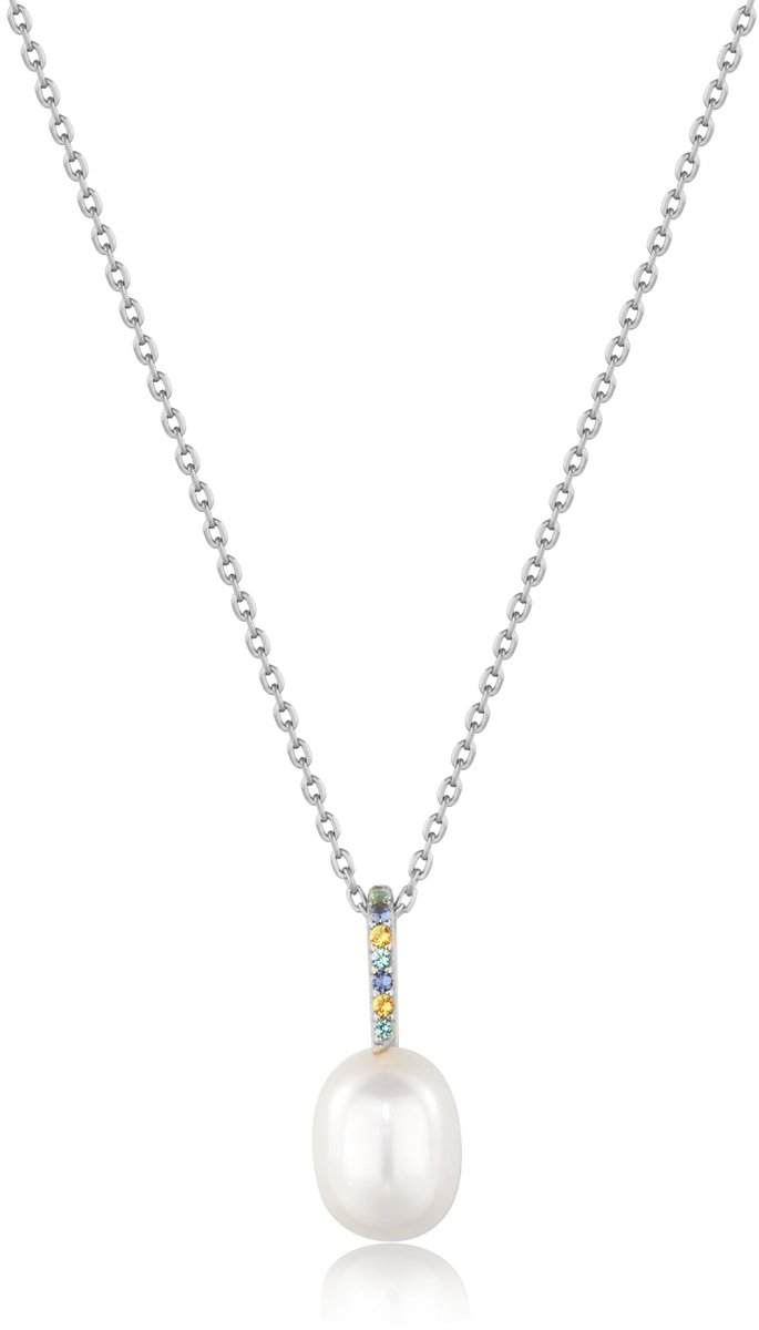 Ania Haie AH N054-01H Modern Muse Dames Ketting - Collier - Sieraad - Ketting met hanger - Zilver - 925 Zilver - Parel - Anker - 5 mm breed - 50 cm lang