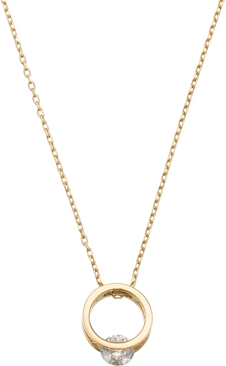 Glow 202.1500.45 Dames Ketting - Collier - Sieraad - Schakelketting - Fantasie - 14 Karaat Goud - 45 cm lang