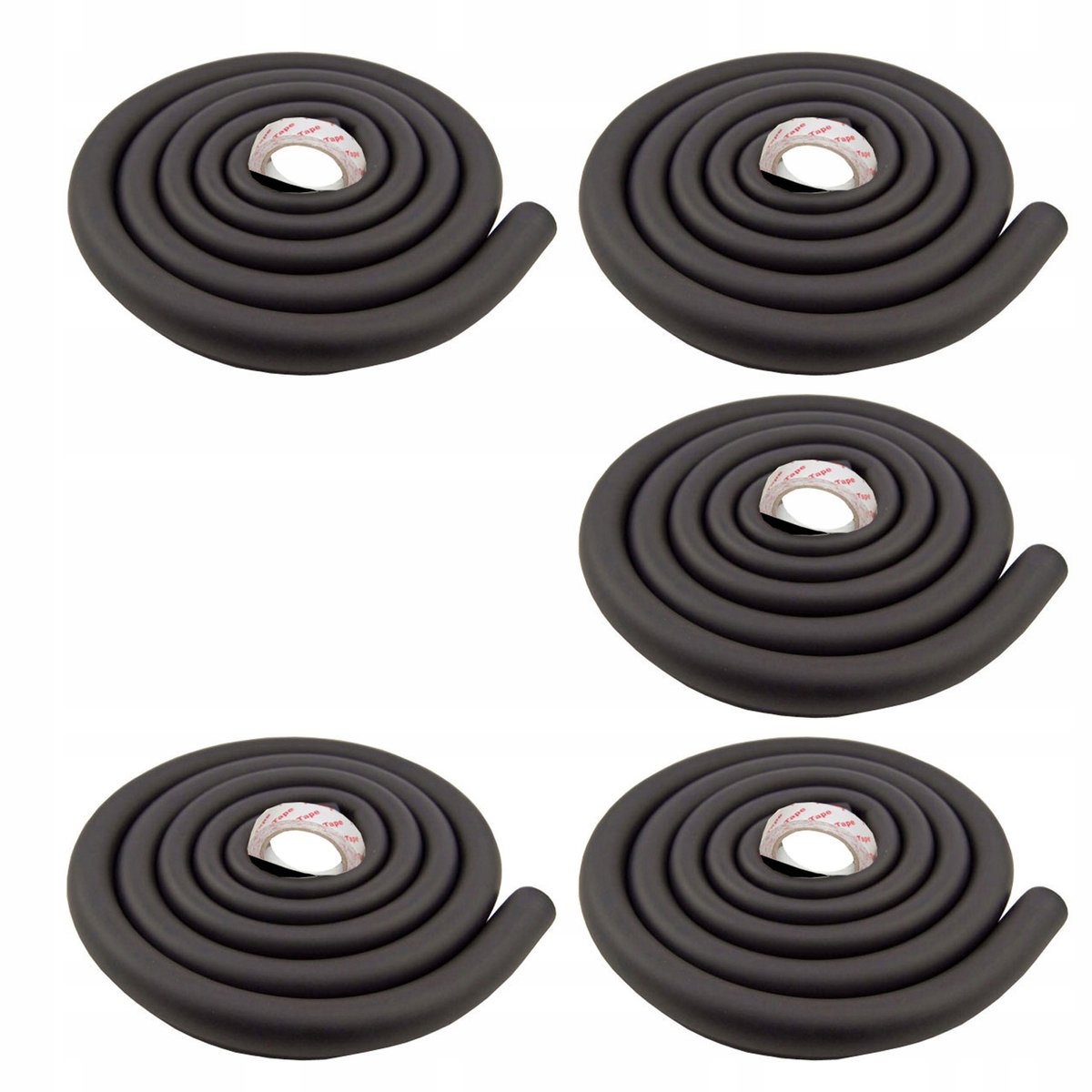 U-vormige schuimrubber beschermstrip, 10m, zwart, met 3M tape