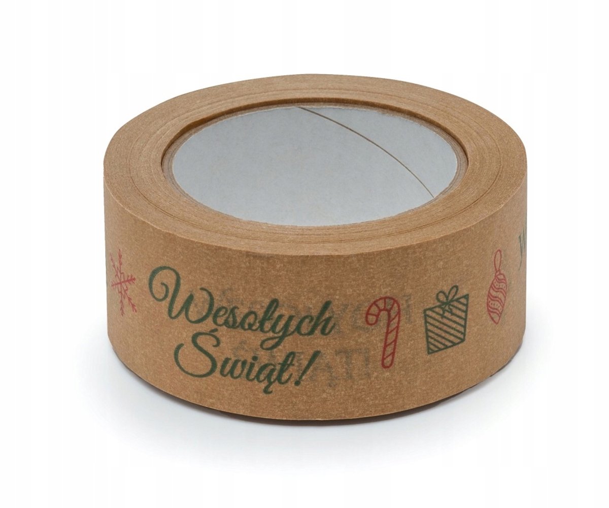 Kerst Inpak Tape "Fijne Feestdagen" Groen 48mm x 50m