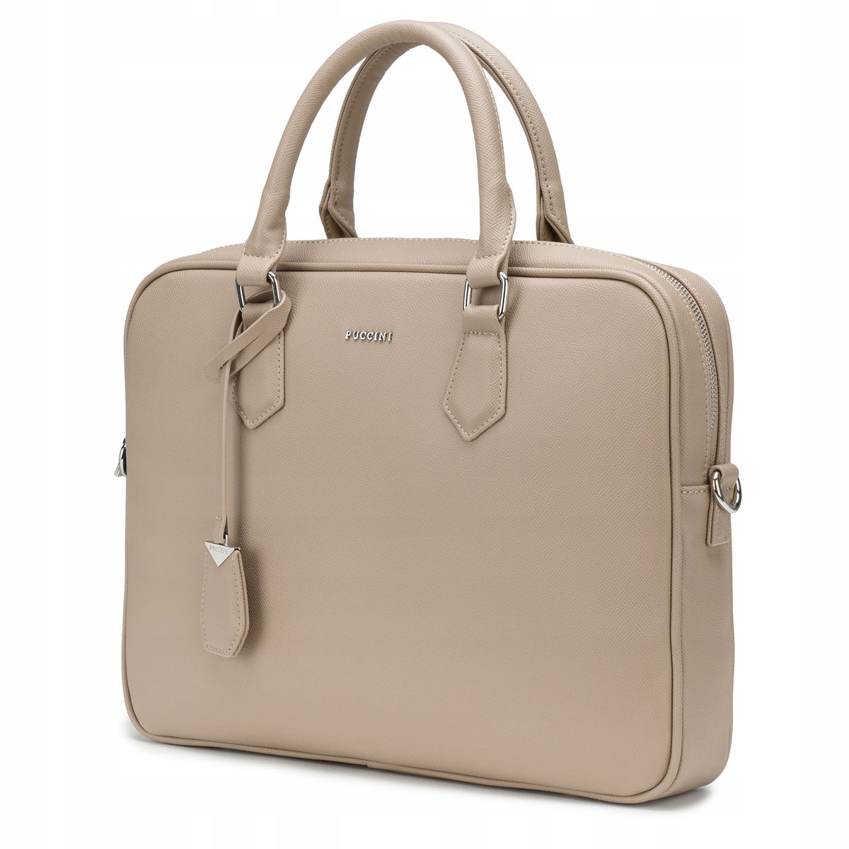 Puccini Dames Laptoptas Aktetas Beige 15'' met Afneembare Band