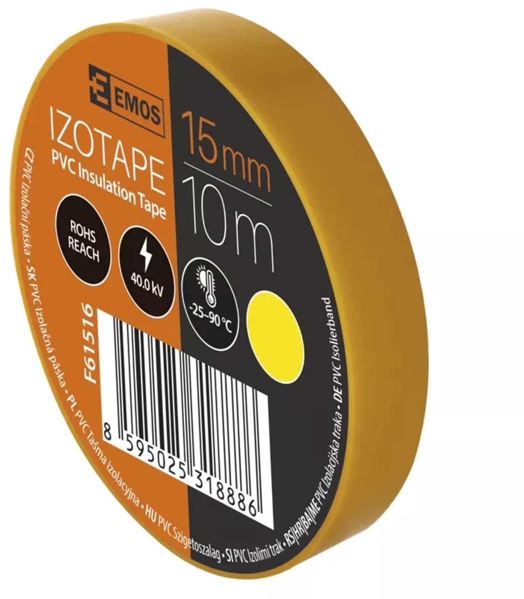 PVC Isolatietape 15mm x 10m Geel - Elektrische Professionele Isolatie