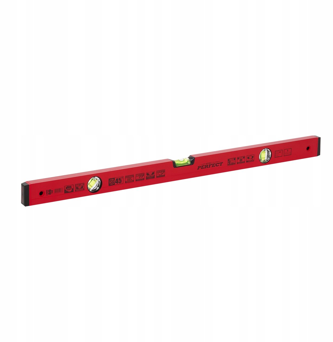 STALCO PERFECT Aluminium Waterpas 80cm Rood - Nauwkeurig 45°