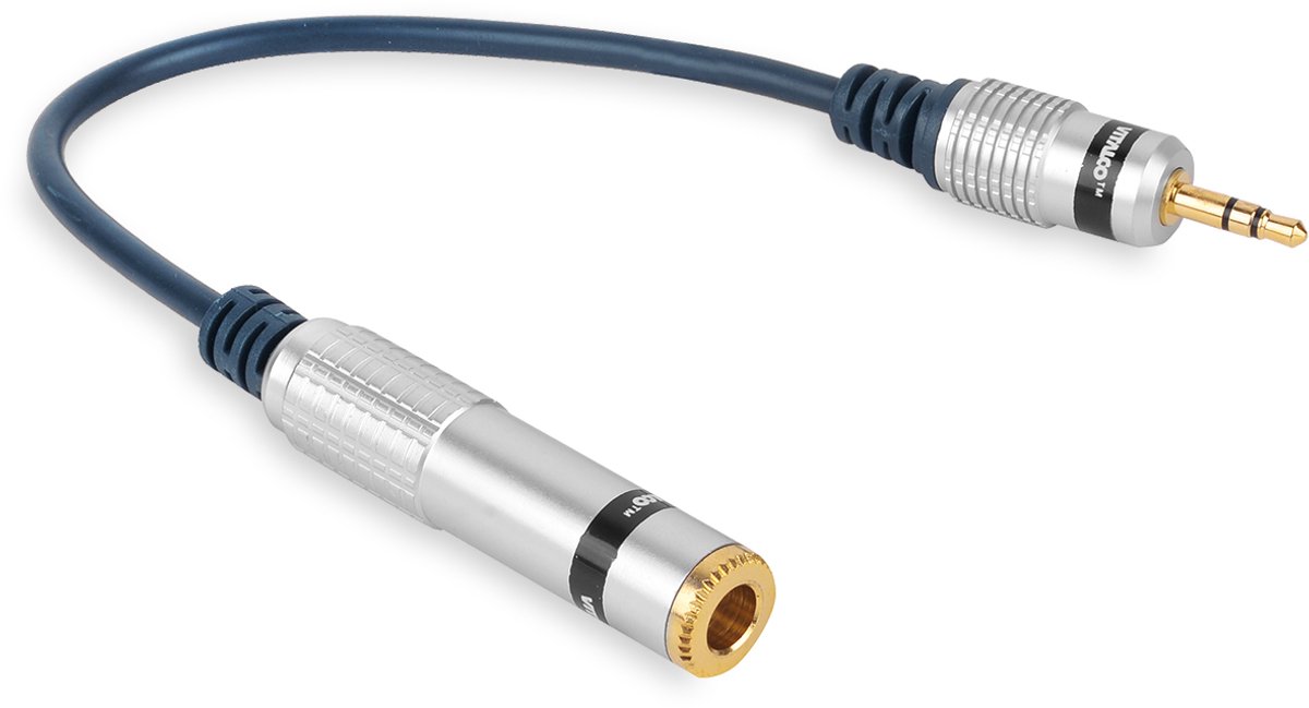 VITALCO A1 - Audio Adapter Kabel - Jack 3.5mm Stereo Plug naar 6.3mm Stereo Socket - 20cm