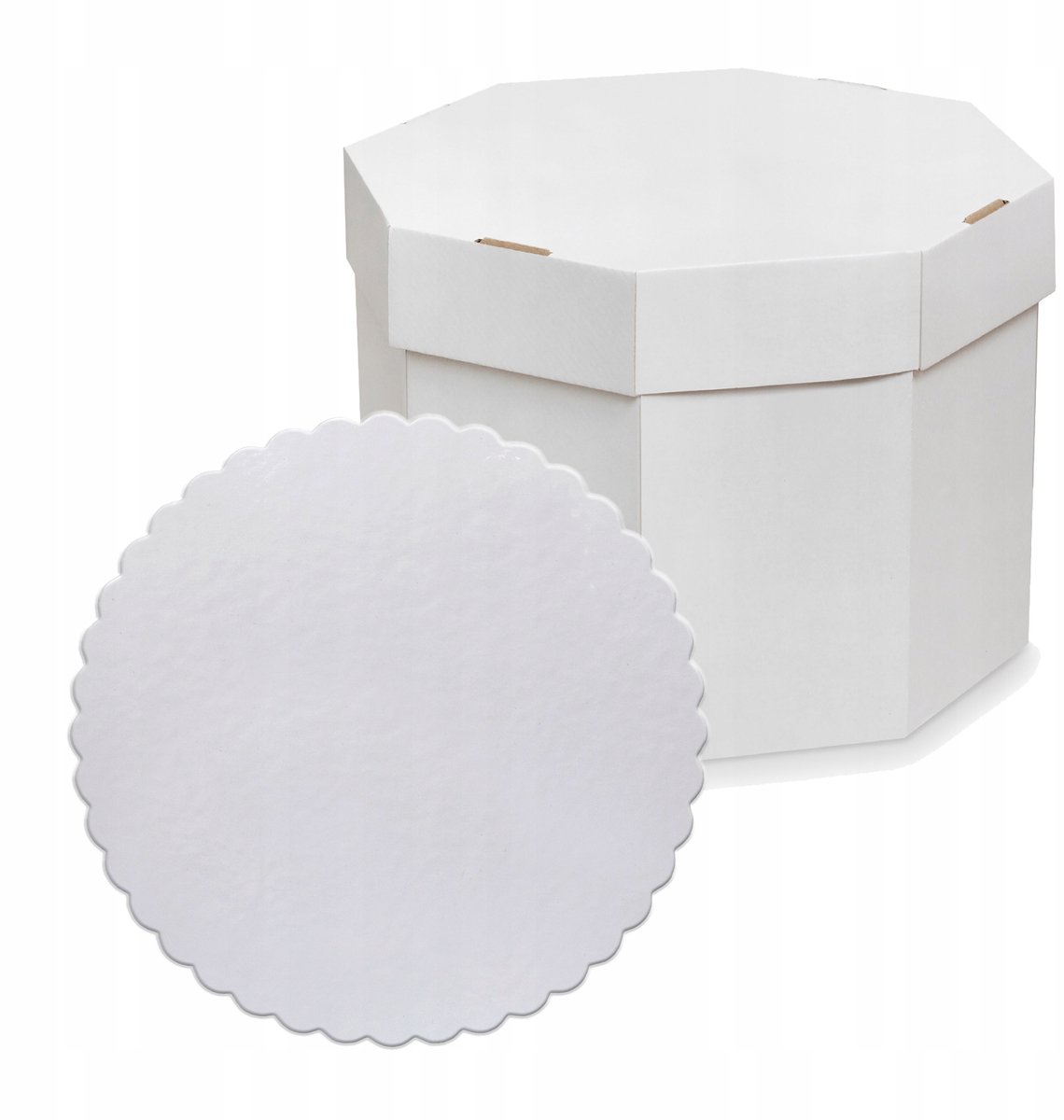 Witte taartdoos 32 cm met witte onderlegger - Sterk en stevig