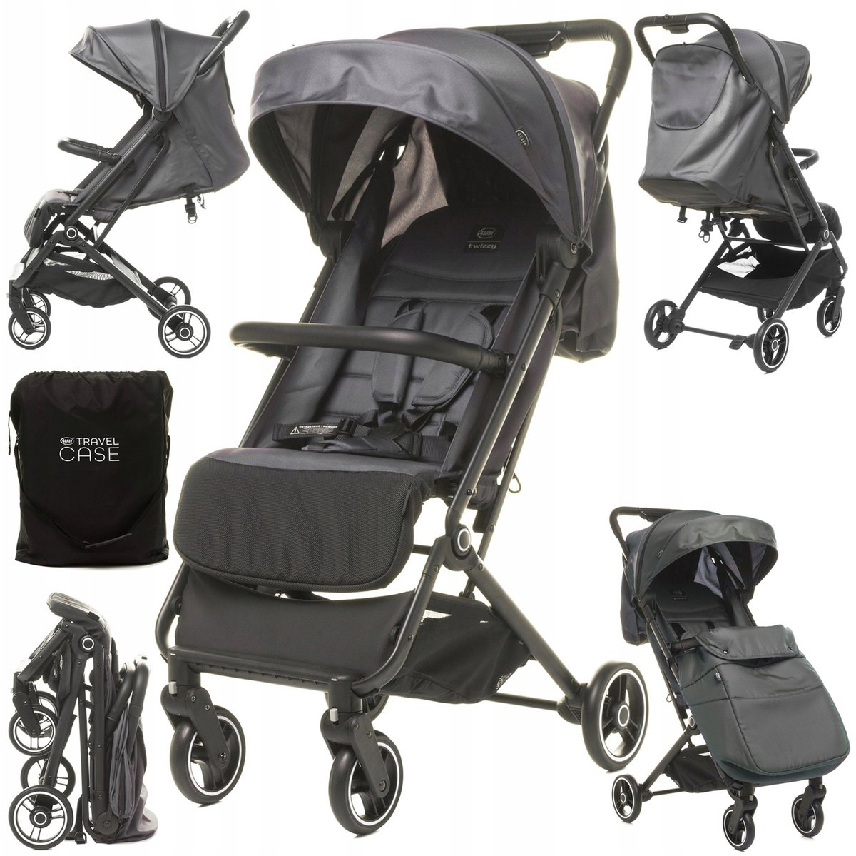 Lichte 4Baby Twizzy kinderwagen 6,7kg, Grote Wielen, 0-22kg, Voetenzak & Tas