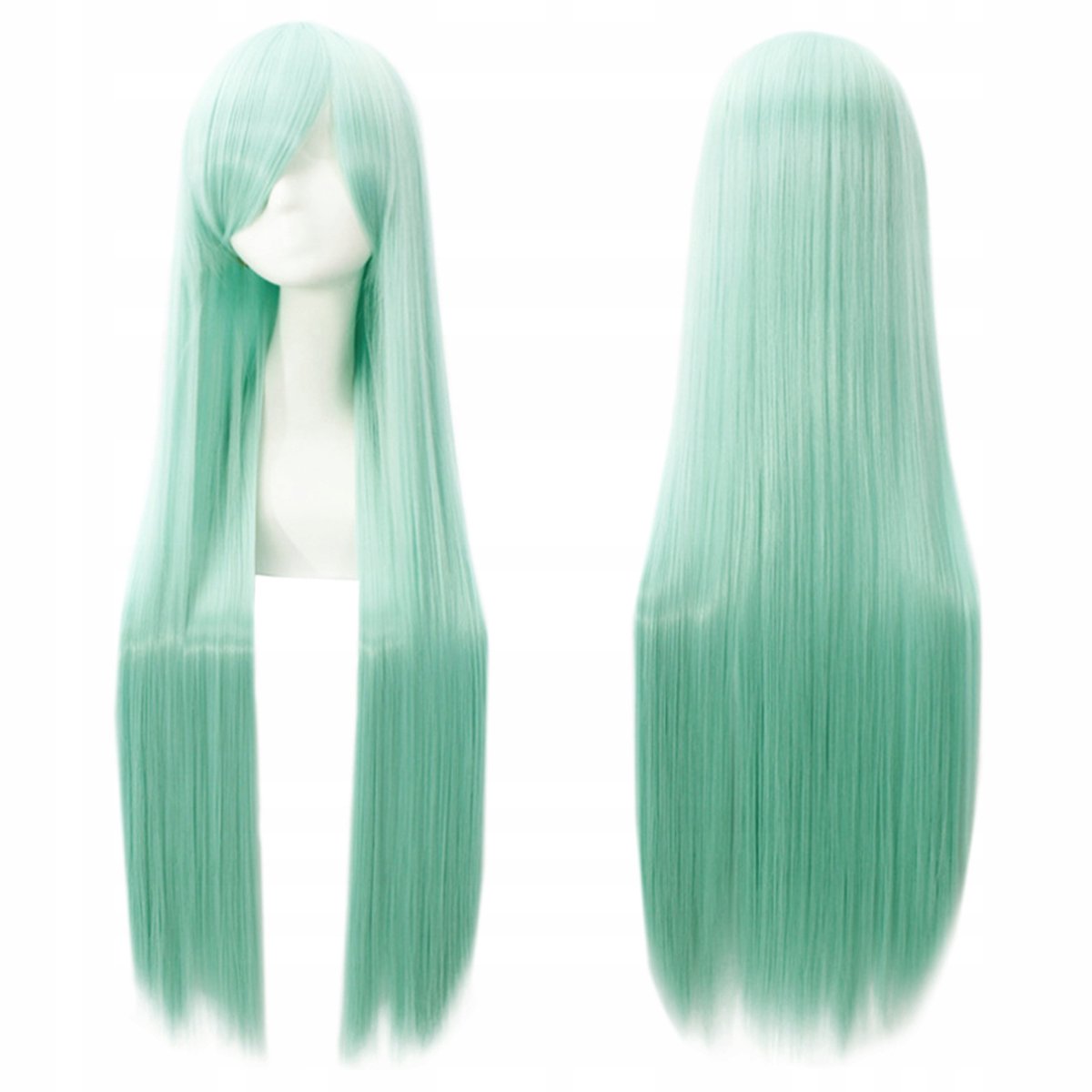 Damespruik Mintgroen Lang Steil Cosplay Pruik met Pony 100cm