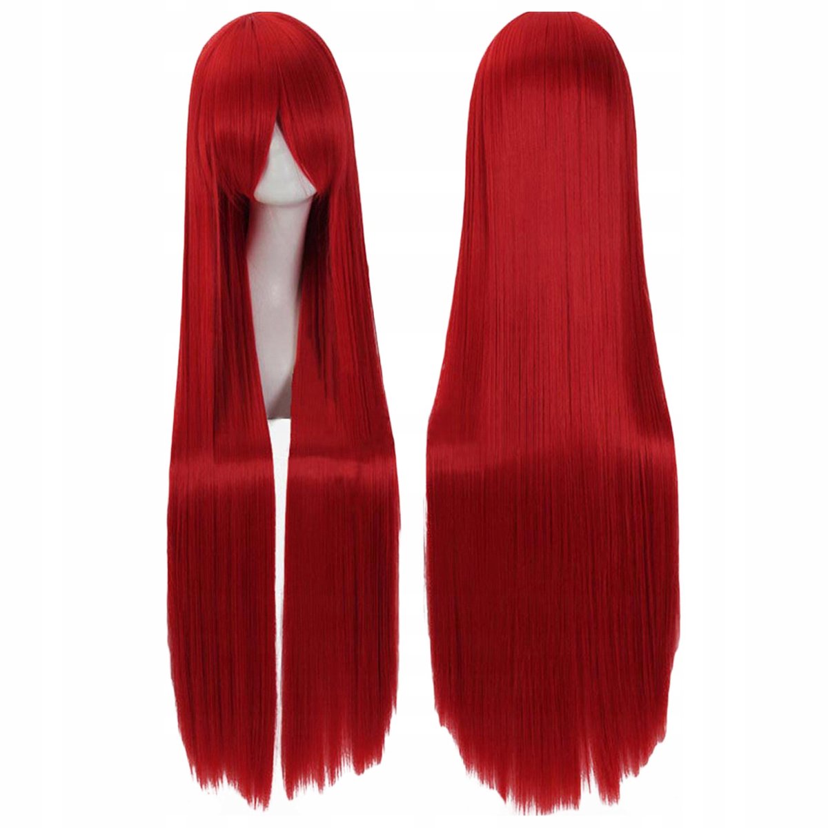 Rode Cosplay Pruik 100cm - Steil Haar met Pony
