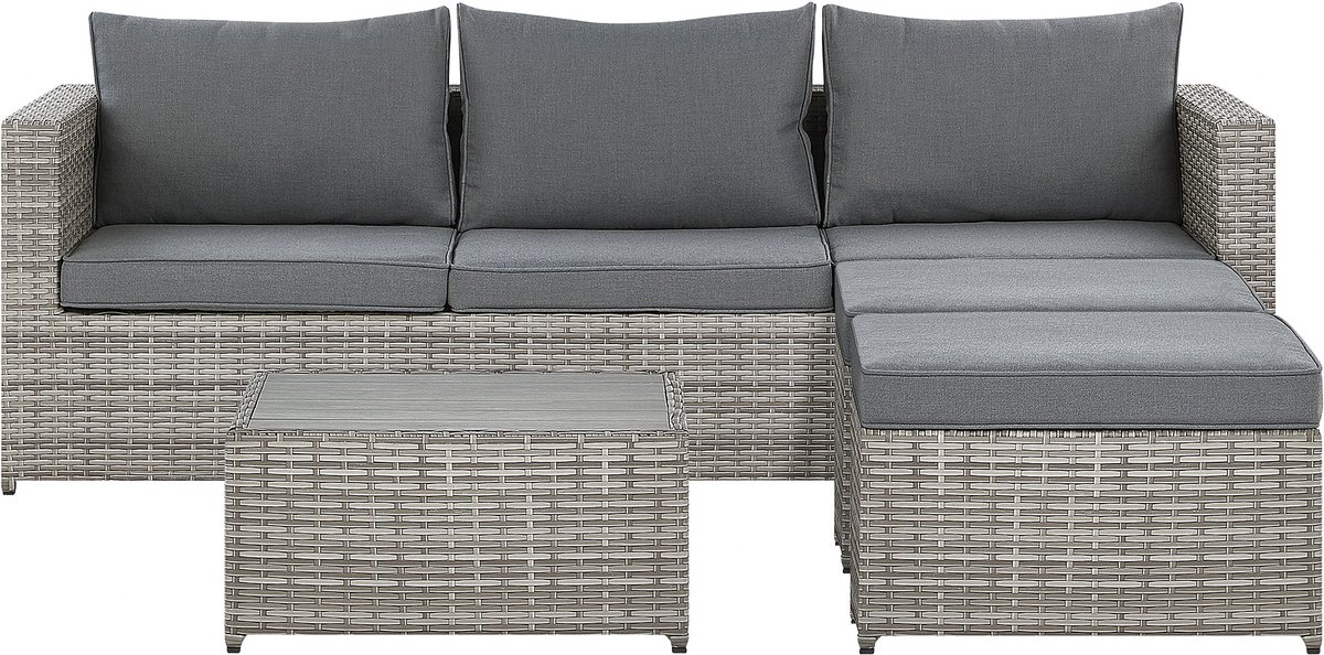 SABBIA - Loungeset 5-zits hoek rechts - Lichtgrijs - PE rotan