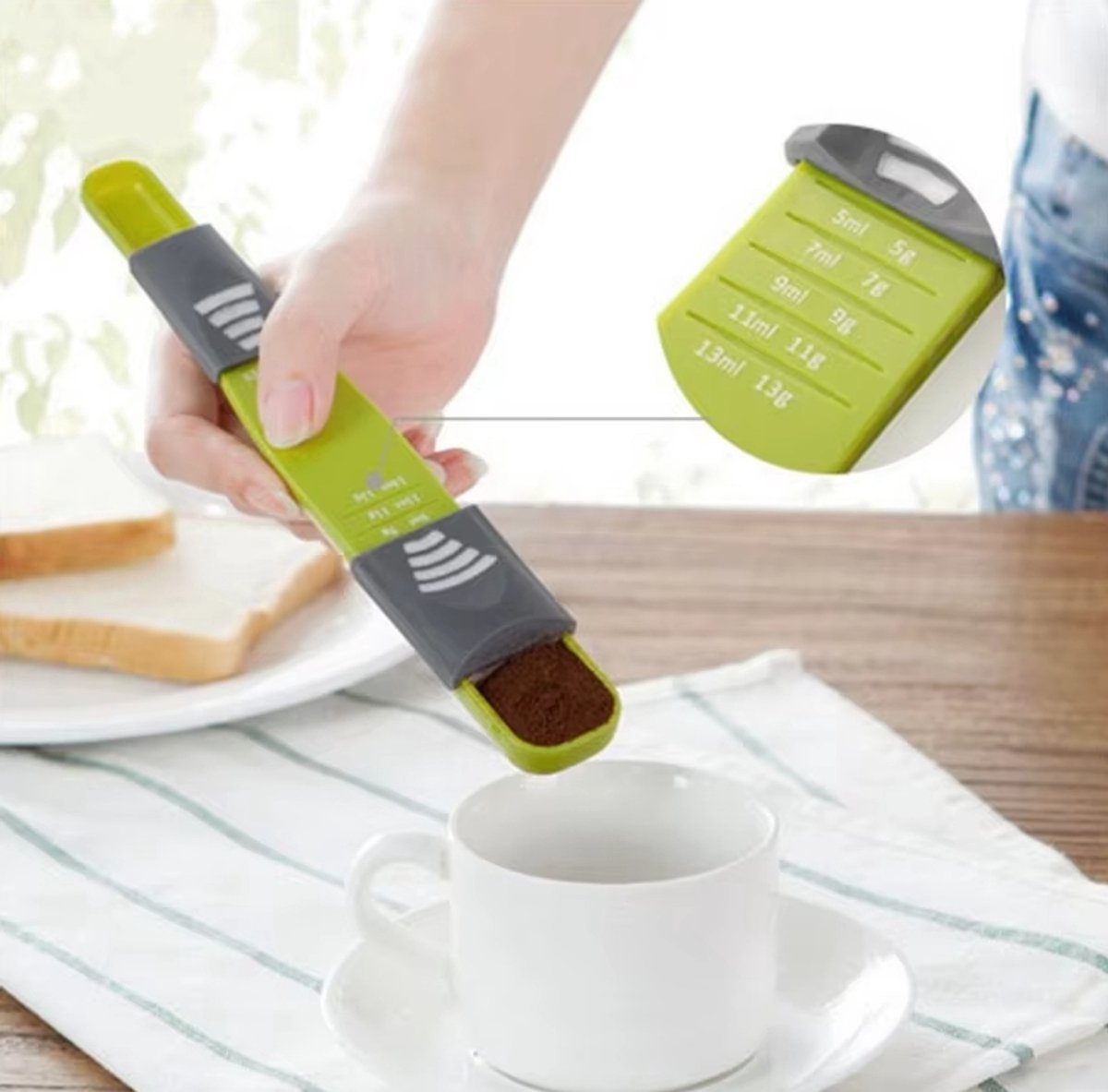 Actie4you® - Verstelbare Maatlepel - 8 Meetstanden Maatbeker - Exact Afmeten met Praktische Maatlepel – Maatschep