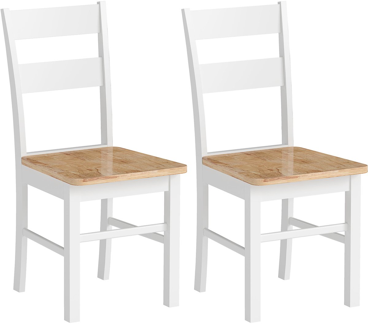 HOMCOM Eetkamerstoel Rubberhout 50,5L x 40B x 88,5H cm Eiken