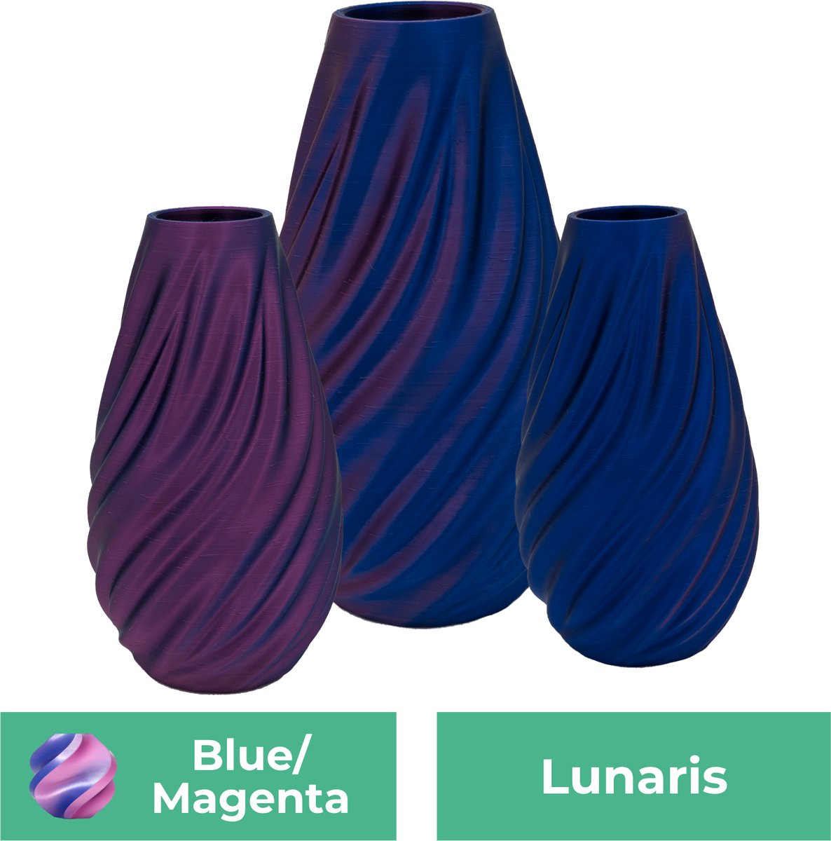Lovora Lunaris moderne vaas – Decoratieve vaas - Blauw / Paars - 3d geprinte vaas – geschikt voor droogbloemen - 20CM