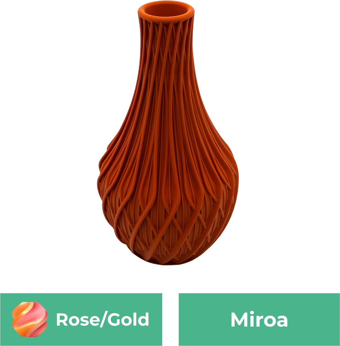 Lovora Miroa design vaas – Decoratieve vaas - Roze / Goud - 3d geprinte vaas – geschikt voor droogbloemen - 30CM
