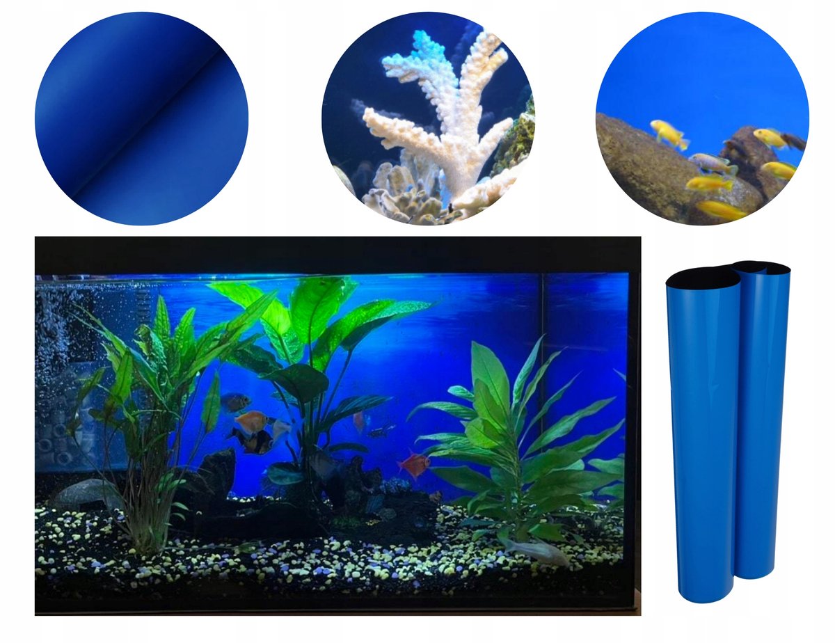 Zelfklevende Aquarium Achtergrond Blauw - 60x80cm - Op Maat Te Knippen