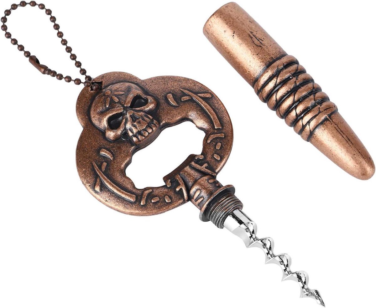 Sleutelhanger Kurkentrekker met Schedel-Patroon en Koperen Plating voor Thuisgebruik