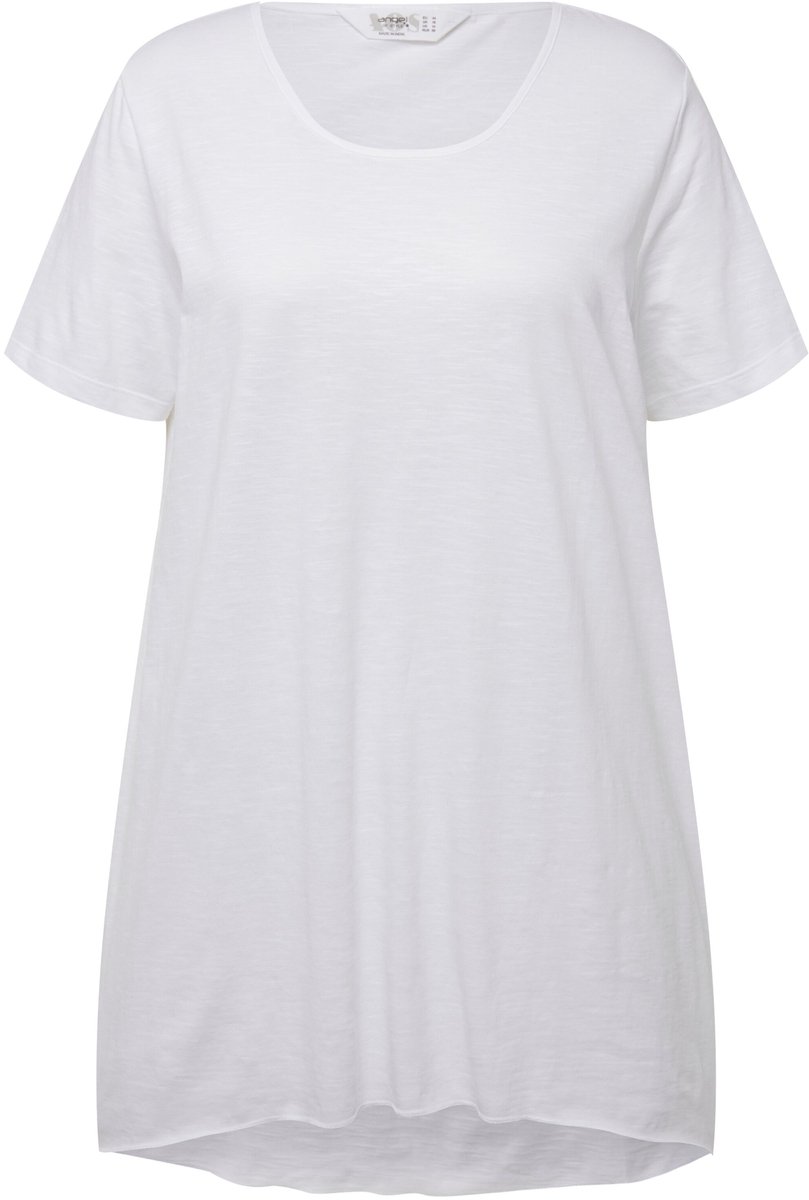 Angel of Style - Dames - Longshirt ronde hals korte mouwen afgeronde zoom - Sneeuwwit - Maat 46