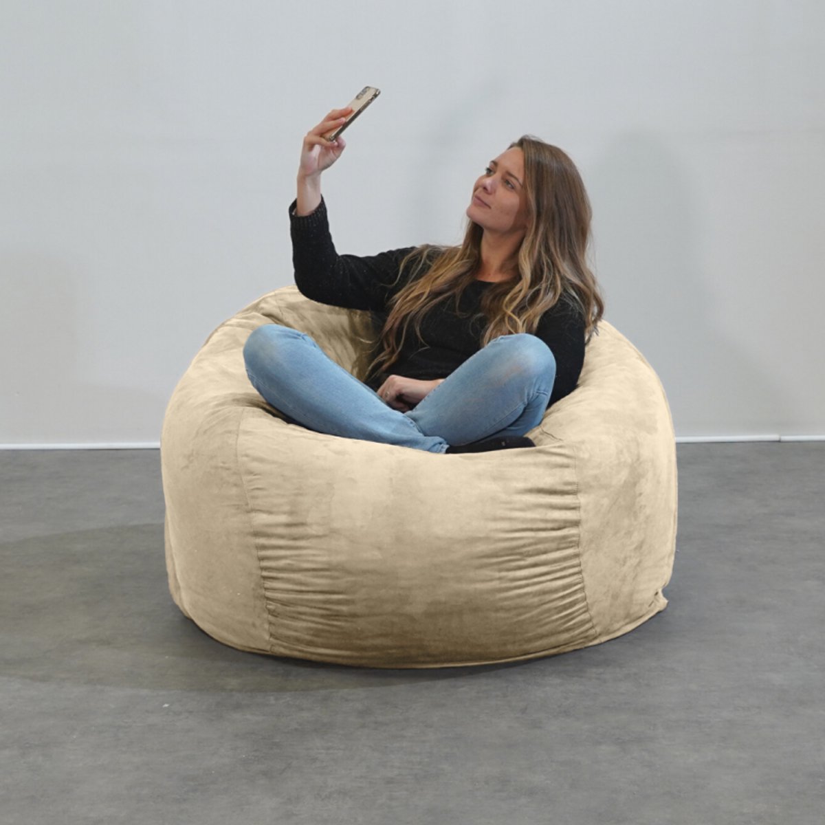 Bananair - Zitzak XXL afneembare hoes - microsuède - Beige - 120 cm