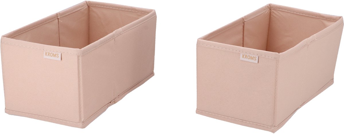 KROMS Lade organizer bakjes 28x14x13cm 2-delig - Zand - Kleding opbergbox– Kleding organizer opbergsysteem – Lade organizer kledingkast & IKEA PAX – Kleding organizer opvouwbaar