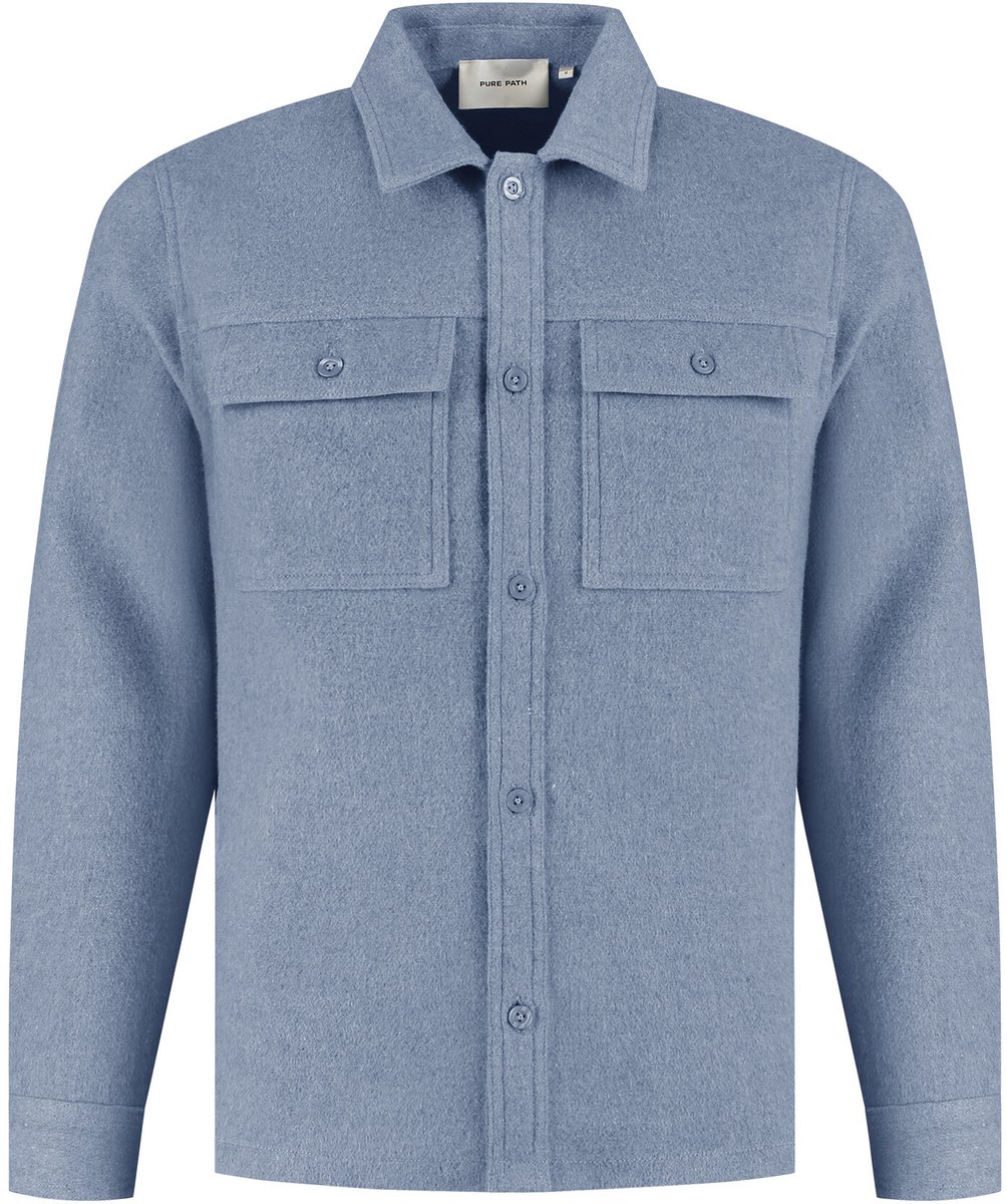 PURE PATH Regular Fit Flannel Overshirts Overshirts Heren - Lichtblauw - Maat XS