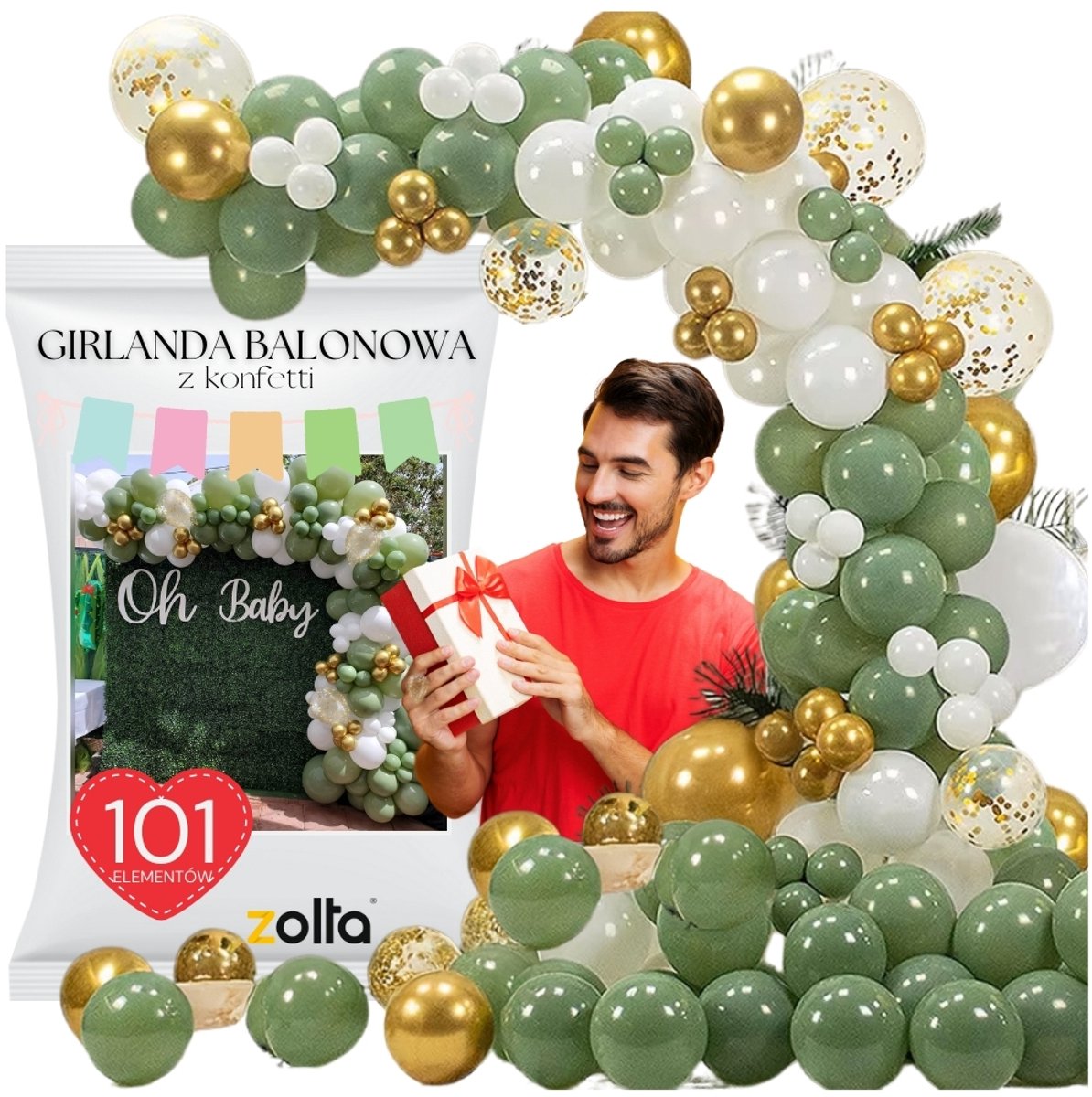 Zolta Serie - Ballon Girlande - 101 stuks - Groen en Goud - Pastelkleurige Ballonnen